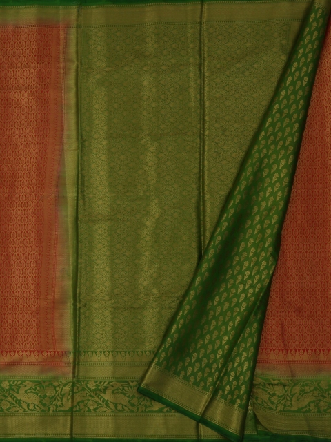 

Pothys Orange & Green Jute Silk Woven Design Saree