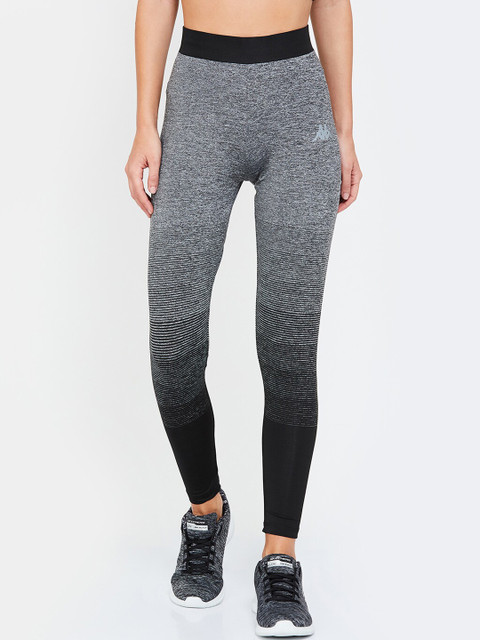 

Kappa Women Grey & Black Colourblocked Tights