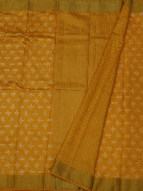 

Pothys Mustard Yellow Printed Jute Silk Saree