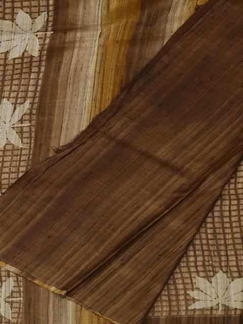 

Pothys Brown & Yellow Jute Silk Checked Saree