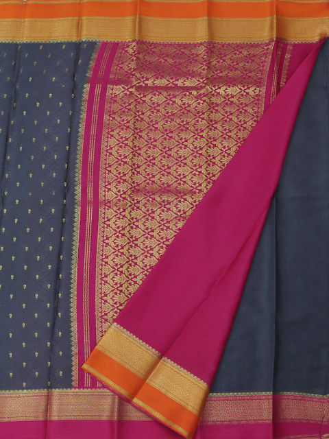 

Pothys Grey & Pink Pure Crepe Printed Saree