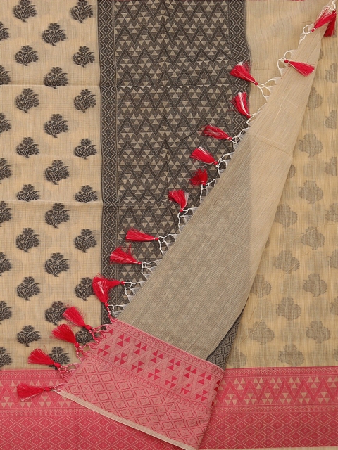 

Pothys Cream-Coloured Woven Design Supernet Saree