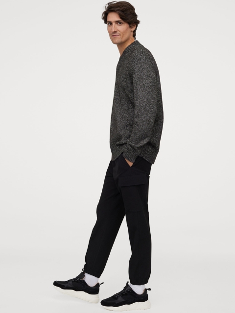 

H&M Men Grey Shawl-Collar Jumper