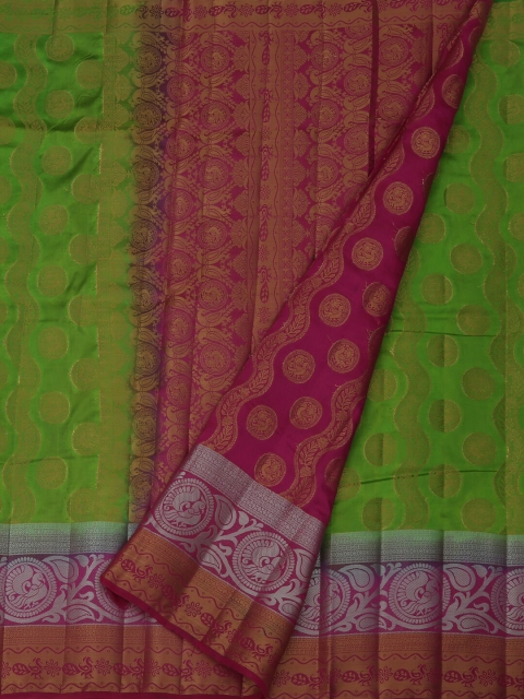 

Pothys Green & Pink Jute Silk Woven Design Saree