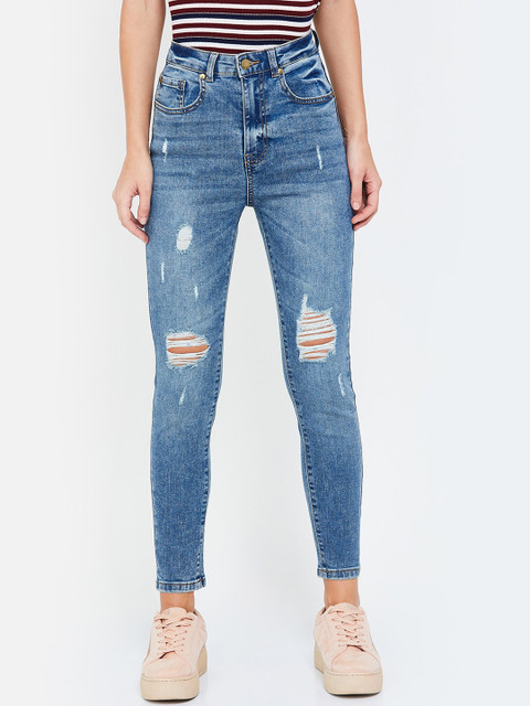 

Ginger by Lifestyle Women Blue Skinny Fit Mid-Rise Mildly Distressed Jeans