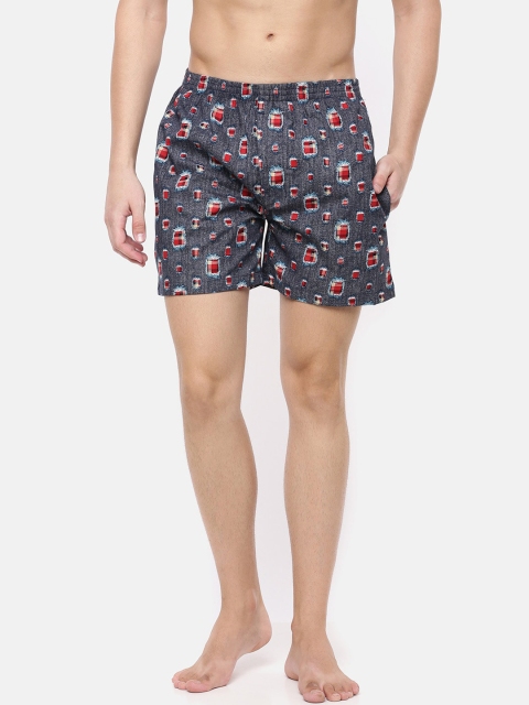 

Cross Court Men Charcoal-Grey & Red Printed Boxers