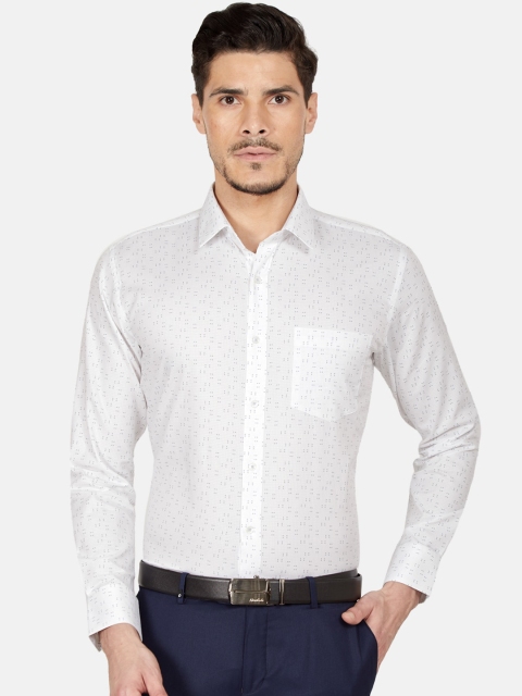 

Oxemberg Men White Slim Fit Printed Formal Shirt