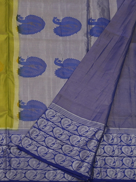 

Pothys Green & Blue Jute Silk Woven Design Saree