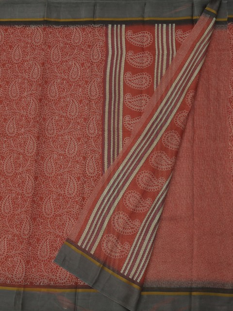 

Pothys Rust & White Jute Silk Printed Saree