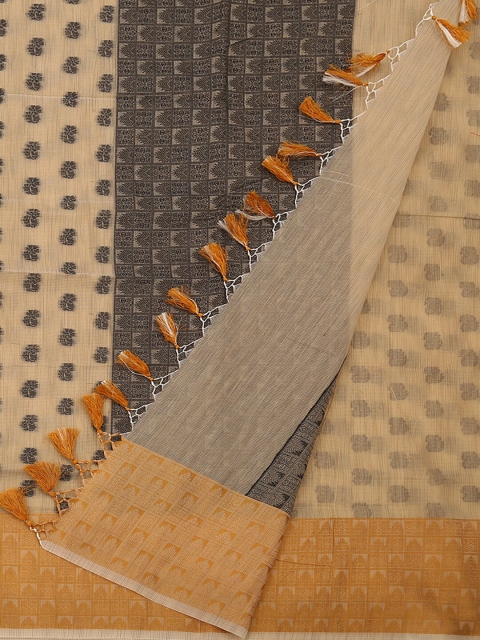 

Pothys Cream-Coloured Woven Design Supernet Saree