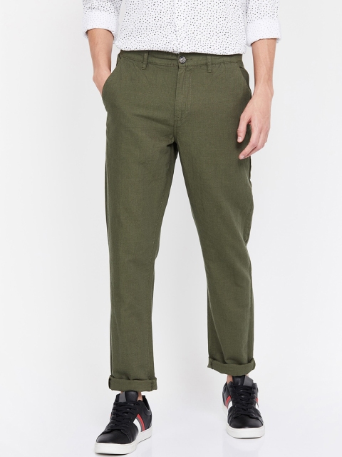 

Fame Forever by Lifestyle Men Olive Green Slim Fit Solid Regular Trousers