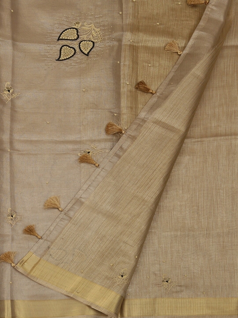 

Pothys Gold-Toned Solid Art Silk Saree