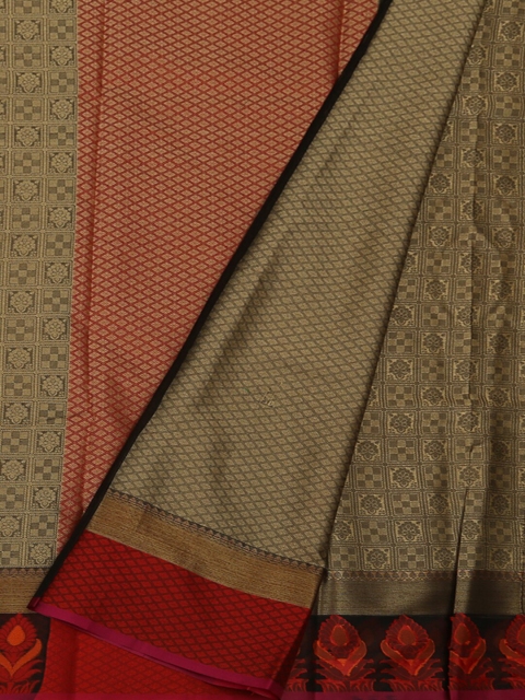 

Pothys Beige & Red Jute Tanchoi Silk Woven Design Saree
