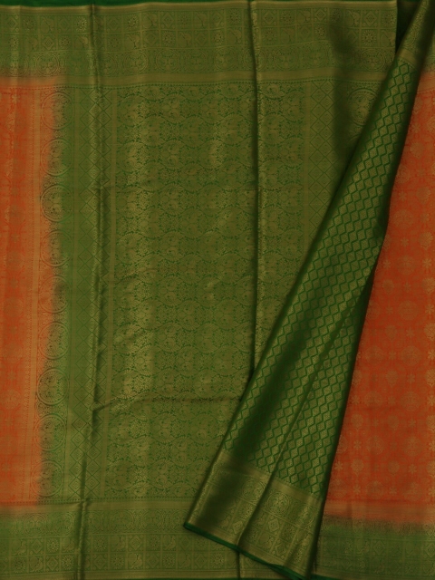

Pothys Orange & Green Jute Silk Woven Design Saree