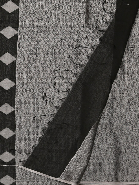 

Pothys Black & Grey Cotton Blend Woven Design Saree