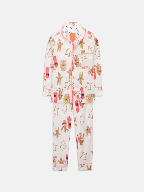 

Cherry Crumble Kids Off-White Printed Night Suit