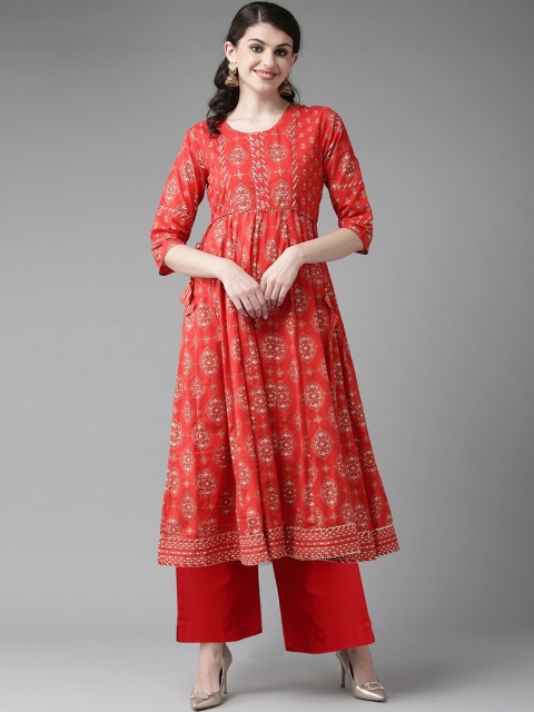 

Ishin Women Red & Green Printed Anarkali Kurta