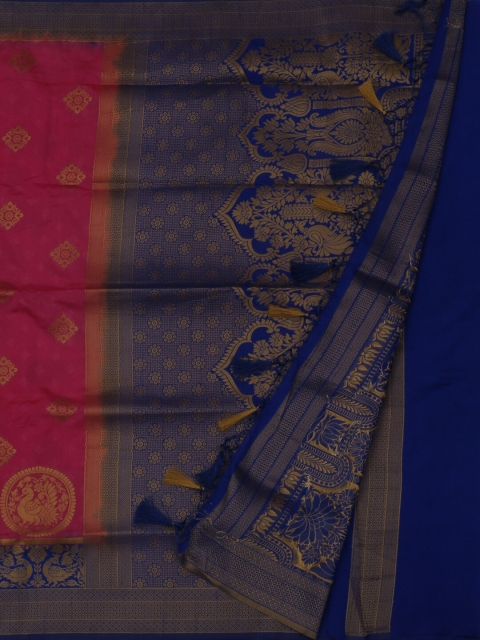 

Pothys Pink & Navy Blue Jute Silk Woven Design Saree