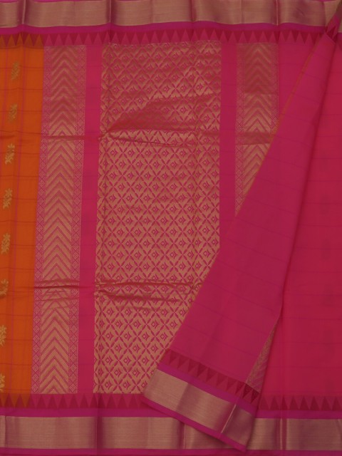

Pothys Orange & Pink Silk Cotton Woven Design Saree