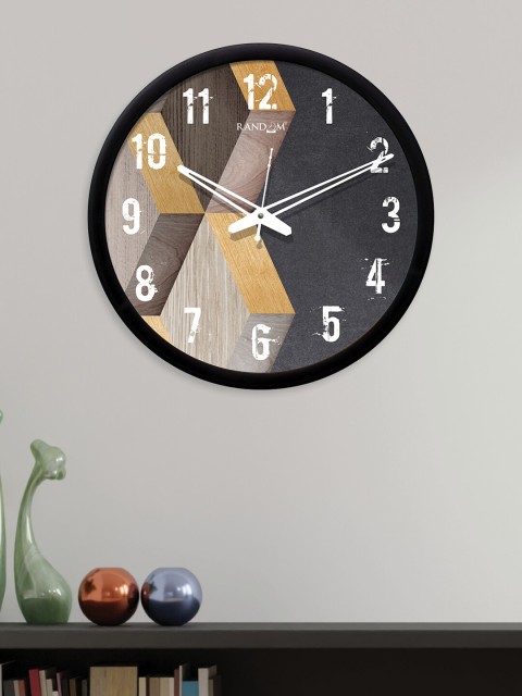 

RANDOM Black & Beige Round Printed Analogue Wall Clock (30.48 cm x 30.48 cm)