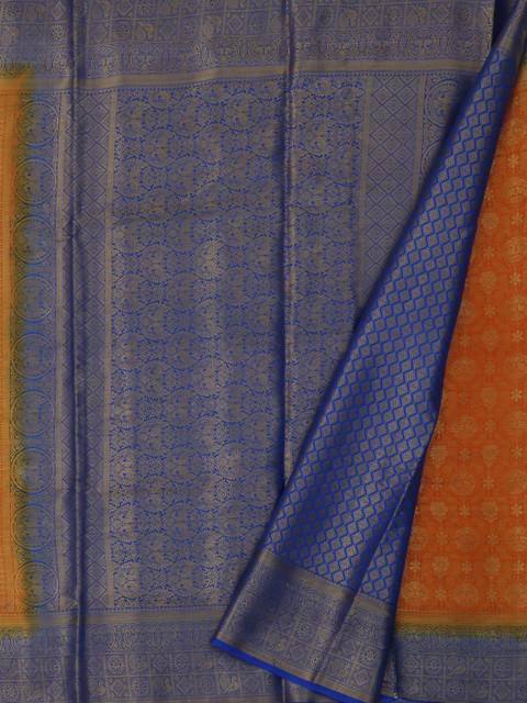 

Pothys Mustard & Blue Jute Silk Woven Design Saree