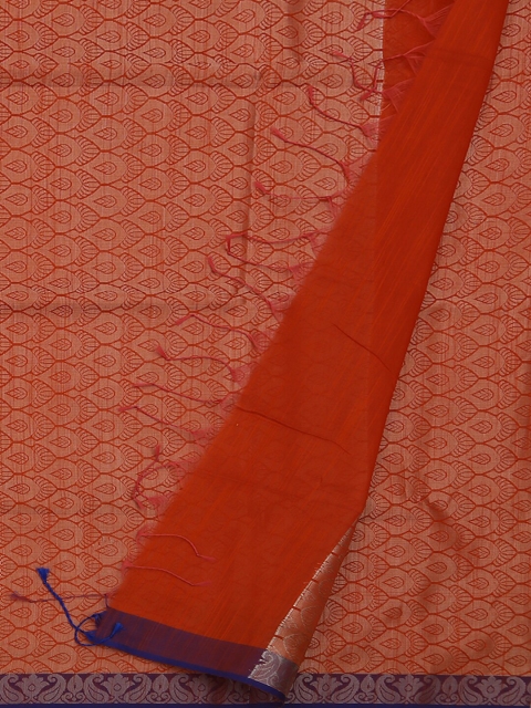

Pothys Orange & Gold-Toned Cotton Blend Woven Design Saree