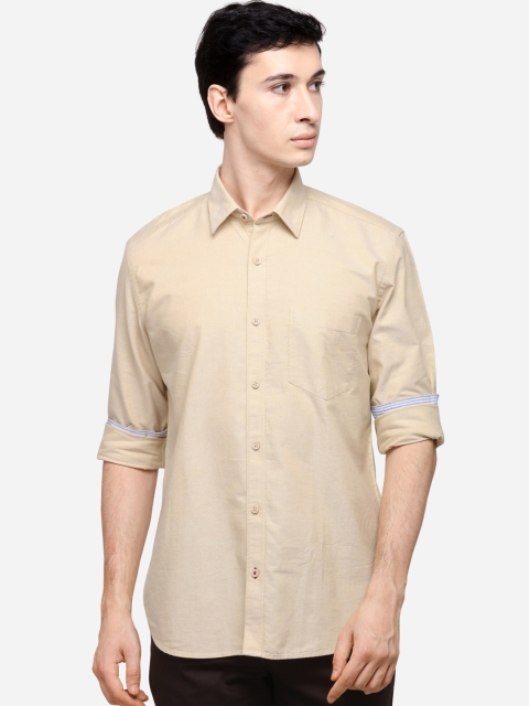 

JADE BLUE Men Cream-Coloured Slim Fit Solid Casual Shirt