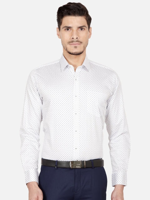 

Oxemberg Men White Slim Fit Printed Formal Shirt