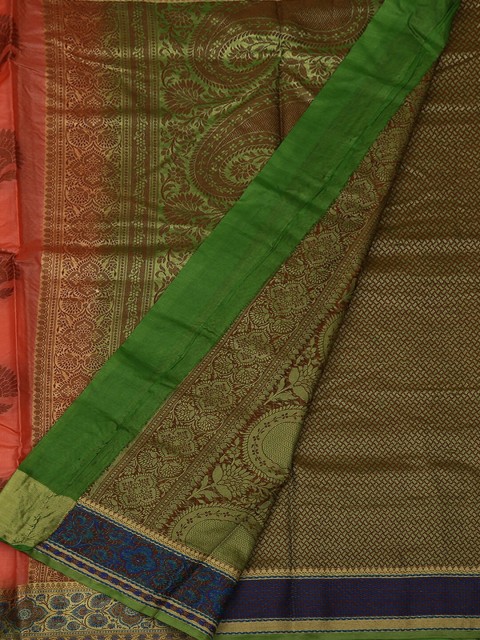 

Pothys Orange & Green Jute Silk Woven Design Saree