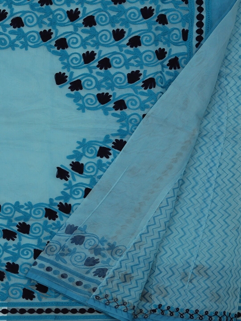 

Pothys Blue & Black Supernet Embroidered Saree