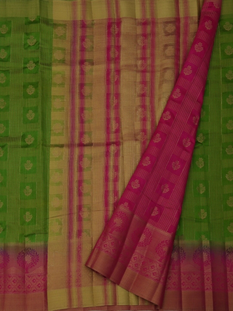 

Pothys Green & Pink Jute Silk Woven Design Saree