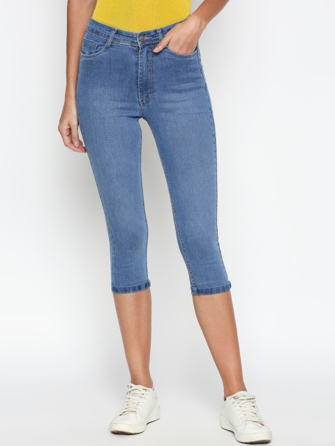 

fungus Women Blue Solid Regular Fit Capris
