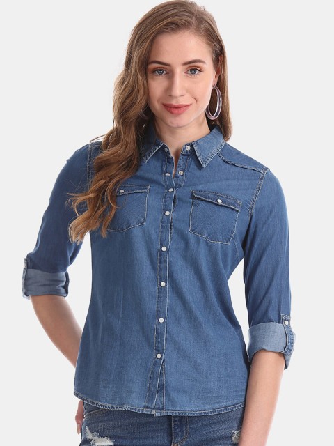 

Flying Machine Women Blue Shirt