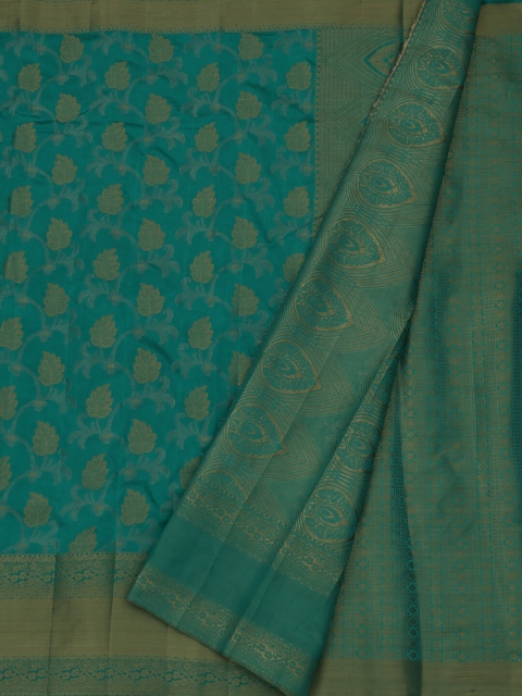 

Pothys Sea Green & Gold-Coloured Jute Silk Woven Design Saree