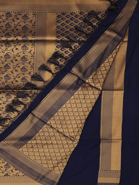 

Pothys Navy Blue & Gold-Coloured Art Silk Woven Design Saree