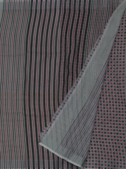 

Pothys Grey & Black Pure Linen Striped Saree