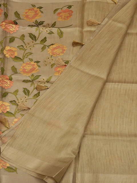 

Pothys Gold-Toned Embroidered Art Silk Saree