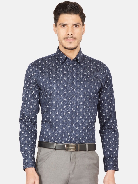 

Oxemberg Men Navy Blue Slim Fit Printed Formal Shirt