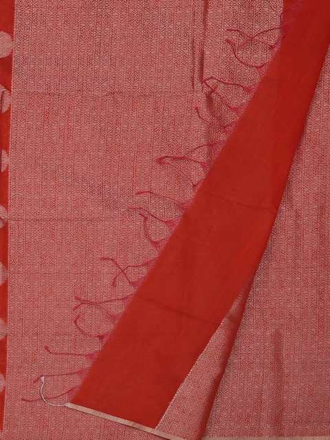 

Pothys Orange & Off-White Cotton Blend Woven Design Saree