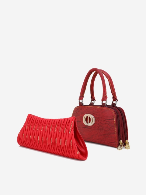 

Element Cart Red & Maroon Embellished Embellished Clutch