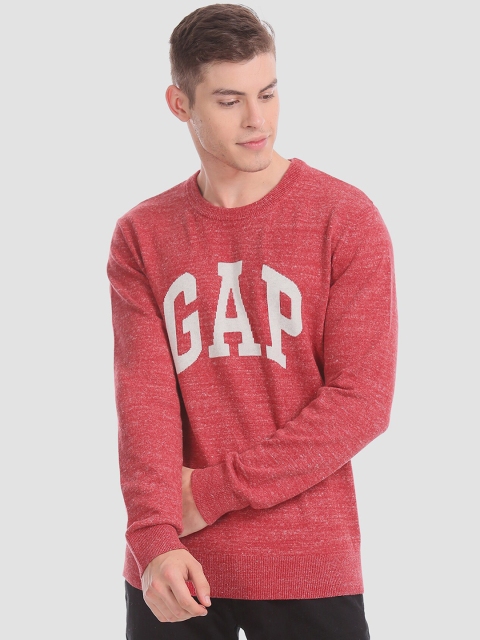 

GAP Men Red Printed Pullover Sweater