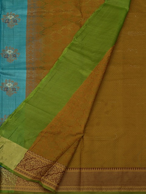 

Pothys Blue & Brown Jute Silk Woven Design Saree
