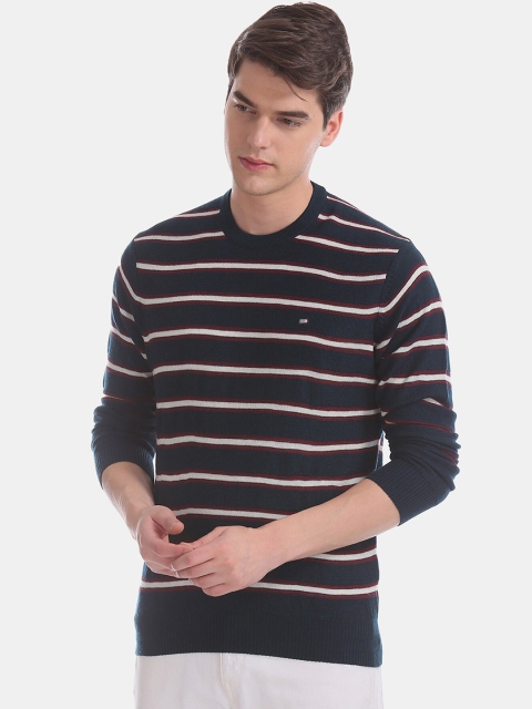 

Arrow Men Blue & Off-White Striped Pullover Sweater