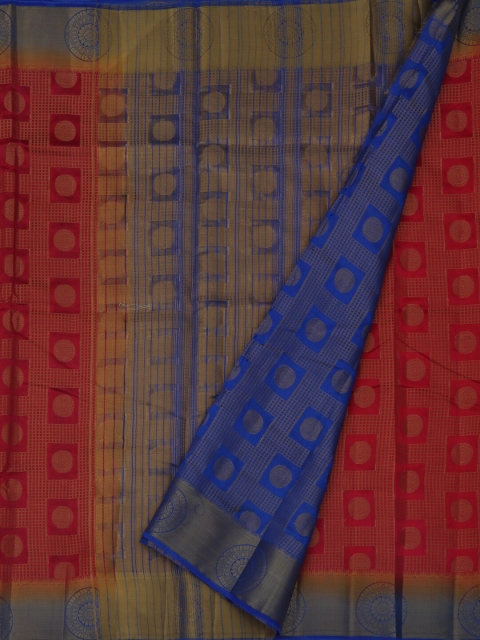 

Pothys Red & Blue Jute Silk Woven Design Saree
