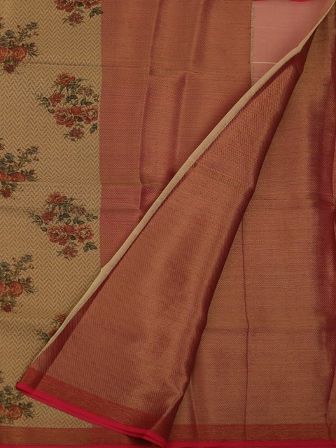

Pothys Gold-Coloured & Red Art Silk Printed Saree