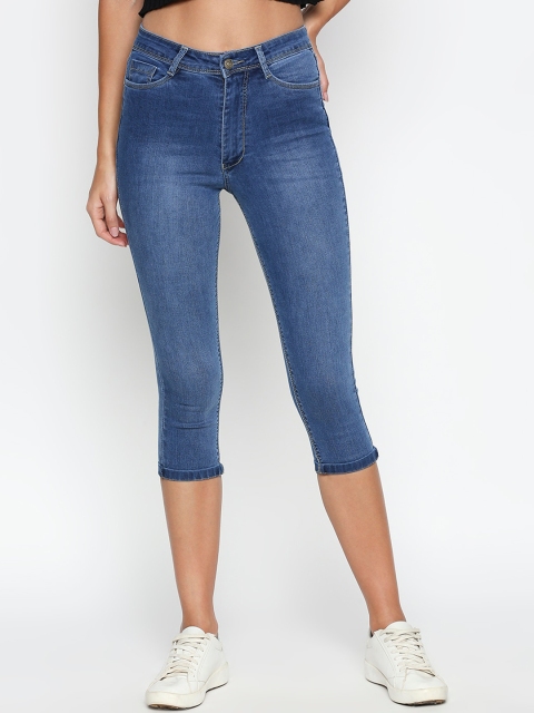 

fungus Women Blue Solid Regular Fit Capris