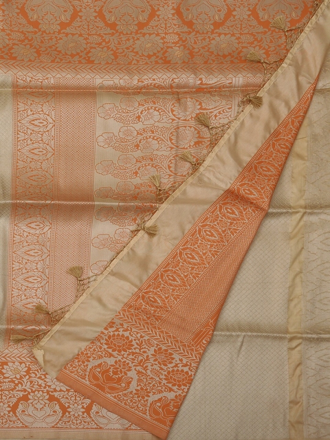 

Pothys Cream-Coloured & Peach-Coloured Art Silk Woven Design Saree