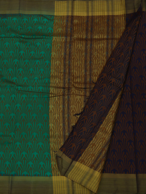 

Pothys Green & Gold Jute Silk Printed Saree