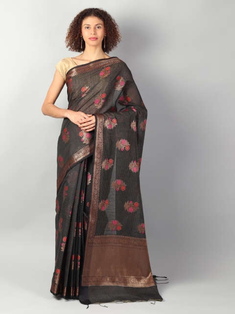 

EthnicRoom Black Jute Silk Woven Design Banarasi Saree