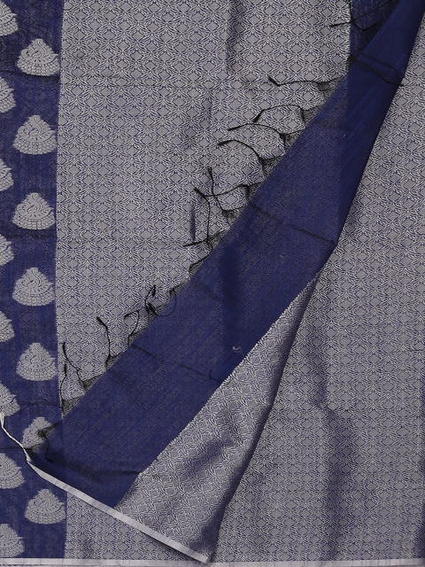 

Pothys Blue Woven Design Cotton Blend Saree